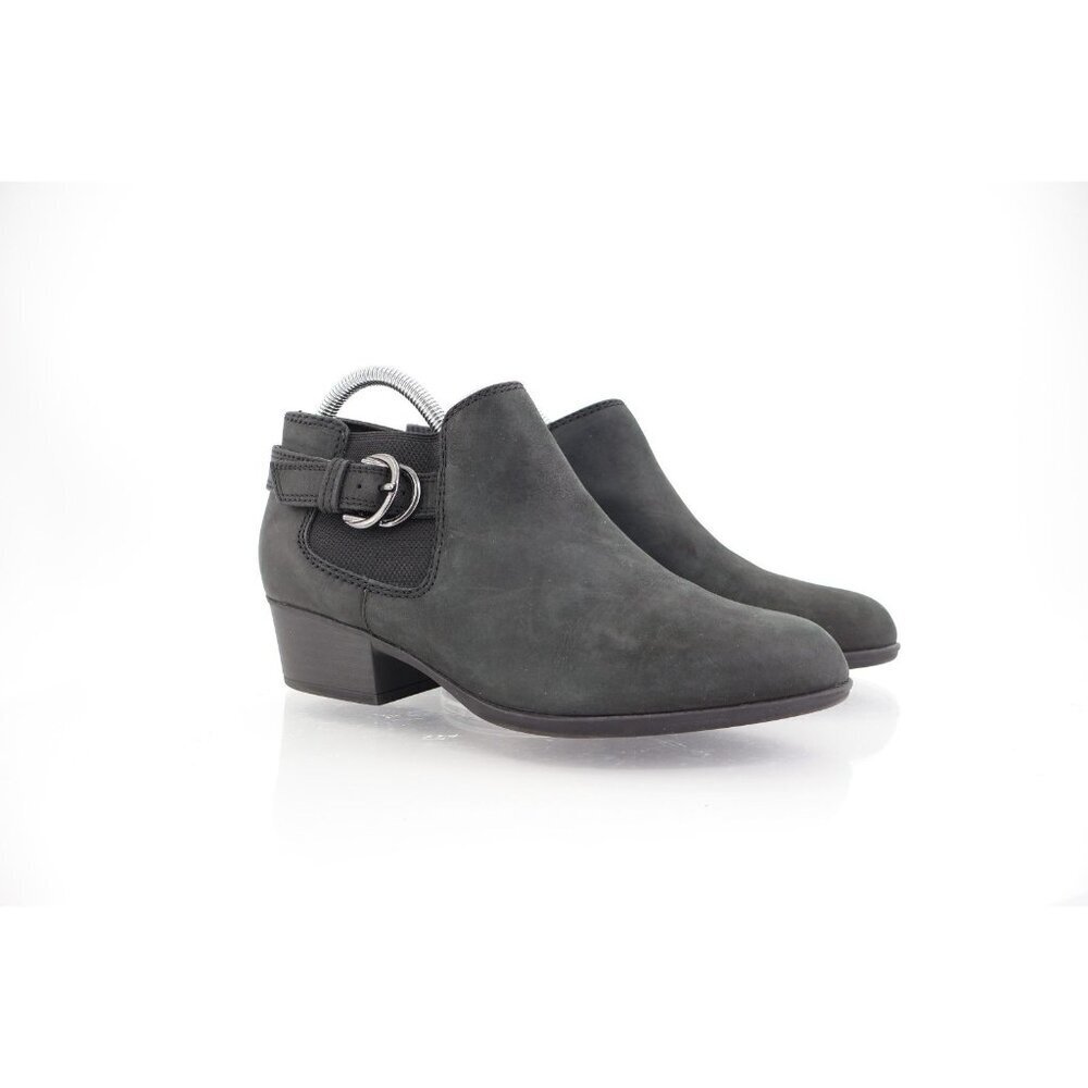 Clarks Women's Adreena Boot Size 9 Low Block Heel Black Leather Bootie Comfy